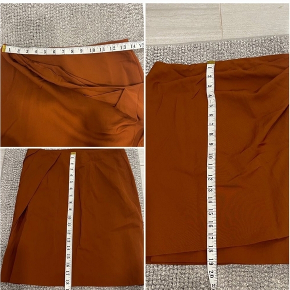 3.1 Phillip Lim Wrap Skirt Cognac Rust Brown Aysmmetrical Size 6 Medium - Picture 2 of 5